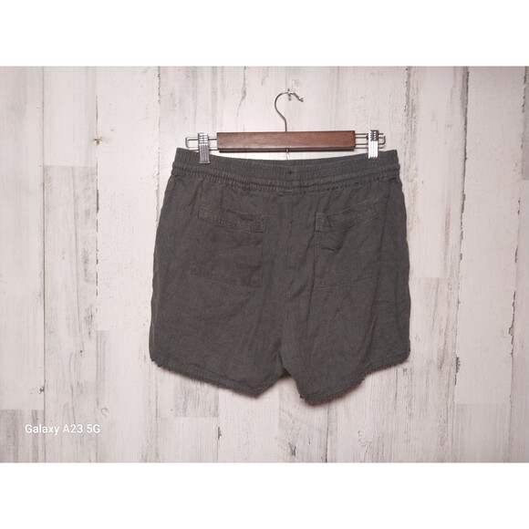 Caslon Shorts Womens Small Gray Linen Rayon Blend Tie Waist Crochet Trim - Picture 2 of 4